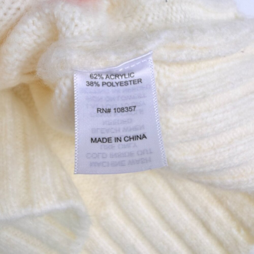 Cable Knit Sleeveless Turtleneck Sweater Women XS Cream Chunky Cozy Chic - Picture 8 of 9
